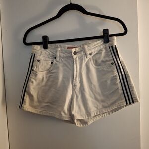 Union Bay Stylish Women's Tan Denim Shorts with Black And White Stripes